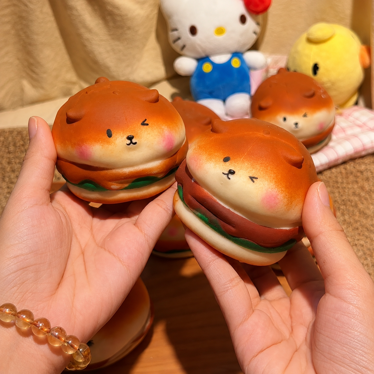 Grilled Burger Puppy Crunchy Squishy – Stress Relief Toy