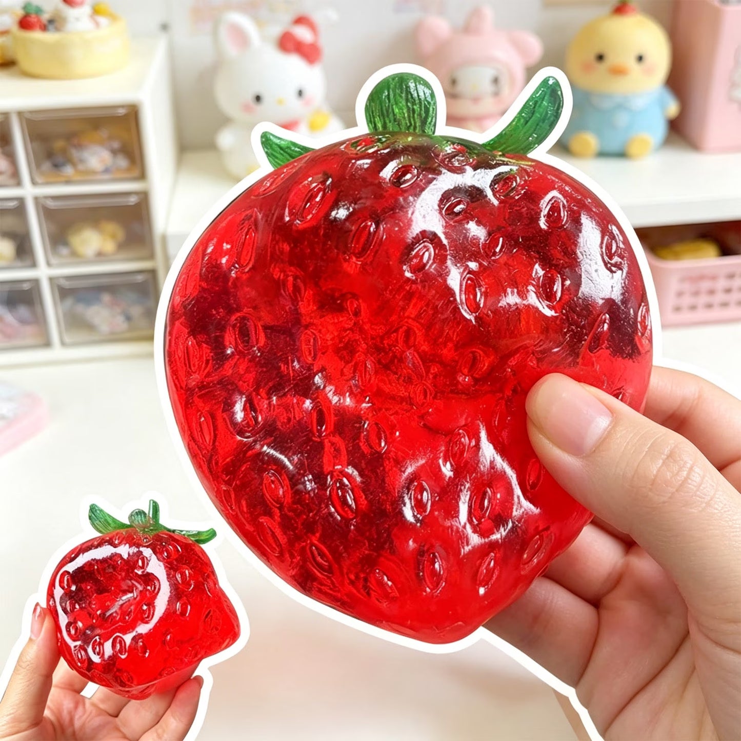 Handmade Strawberry Squishy - Thin Skin Vaseline Stress Relief Toy