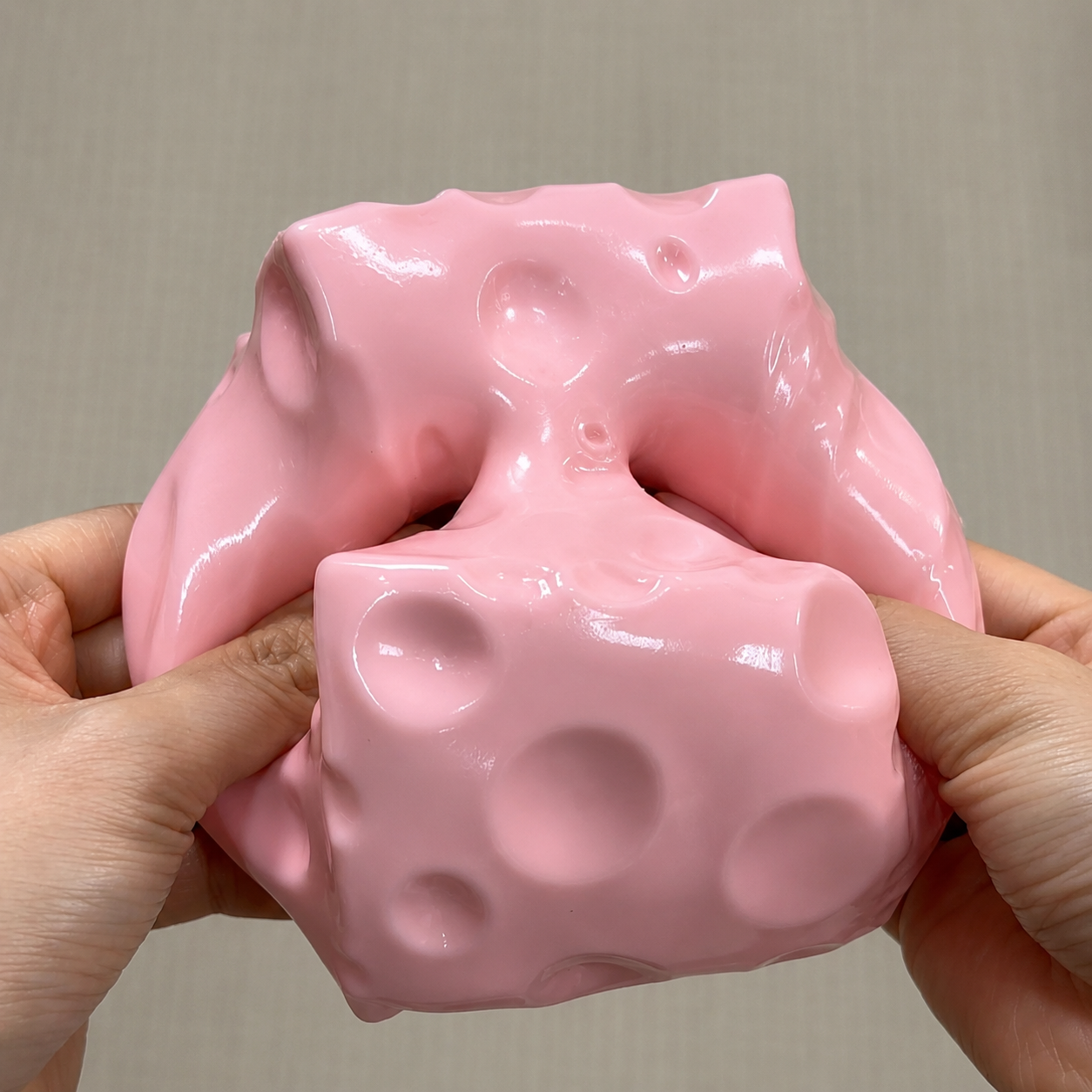 Large Pink Cheese Squishy - Zero Bounce-back Squish Fidget Toy