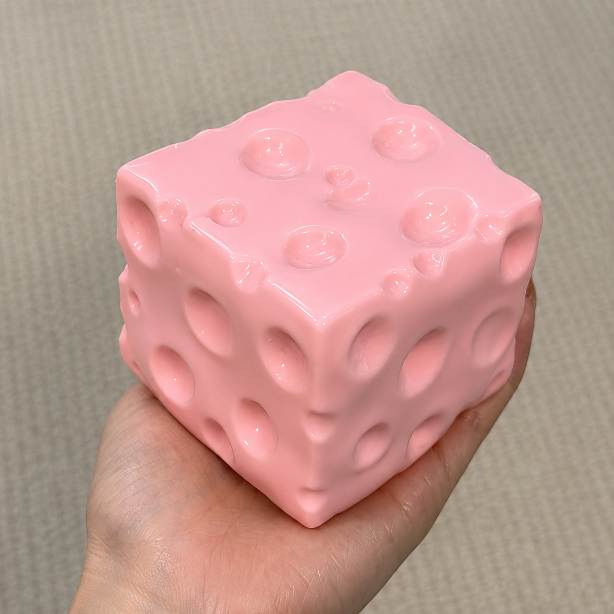 Large Pink Cheese Squishy - Zero Bounce-back Squish Fidget Toy