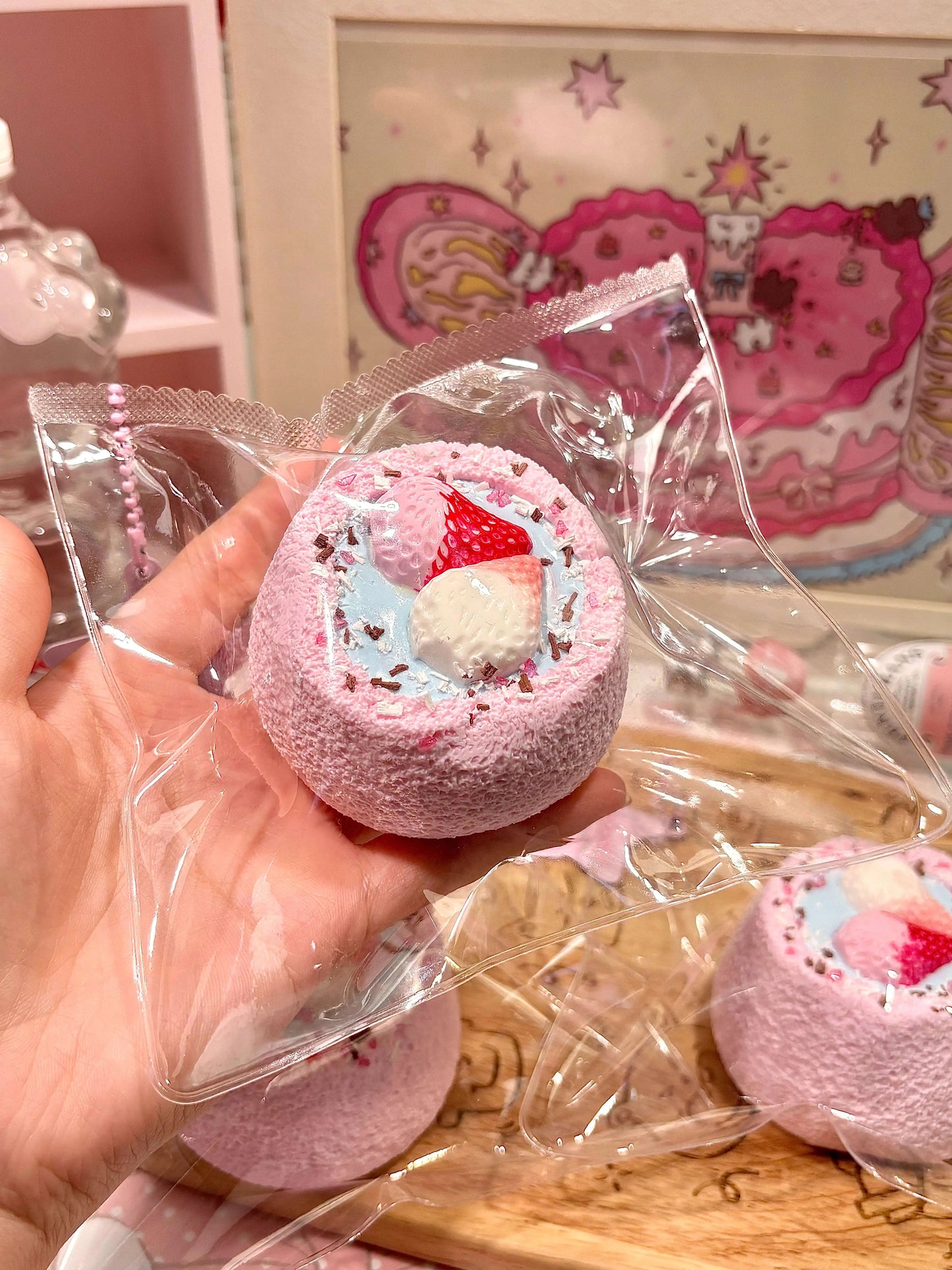Strawberry Swiss Roll Squishy – Slow Rising Stress Relief Toy