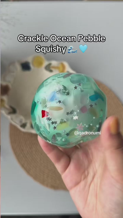 Crackle Ocean Pebble Squishy – Stress Relief Toy